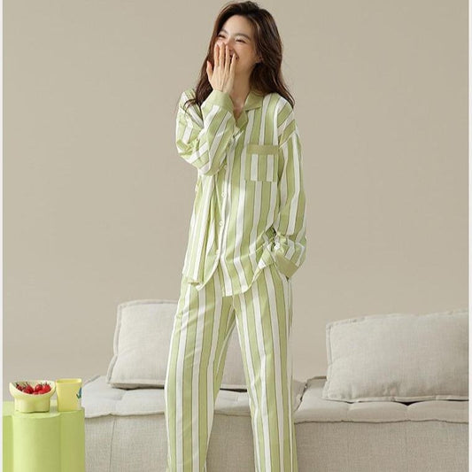 Women Pajama Sets 2 Piece Sleepwear Pjs Set Long Sleeve Button Down Top and Pants Stripe