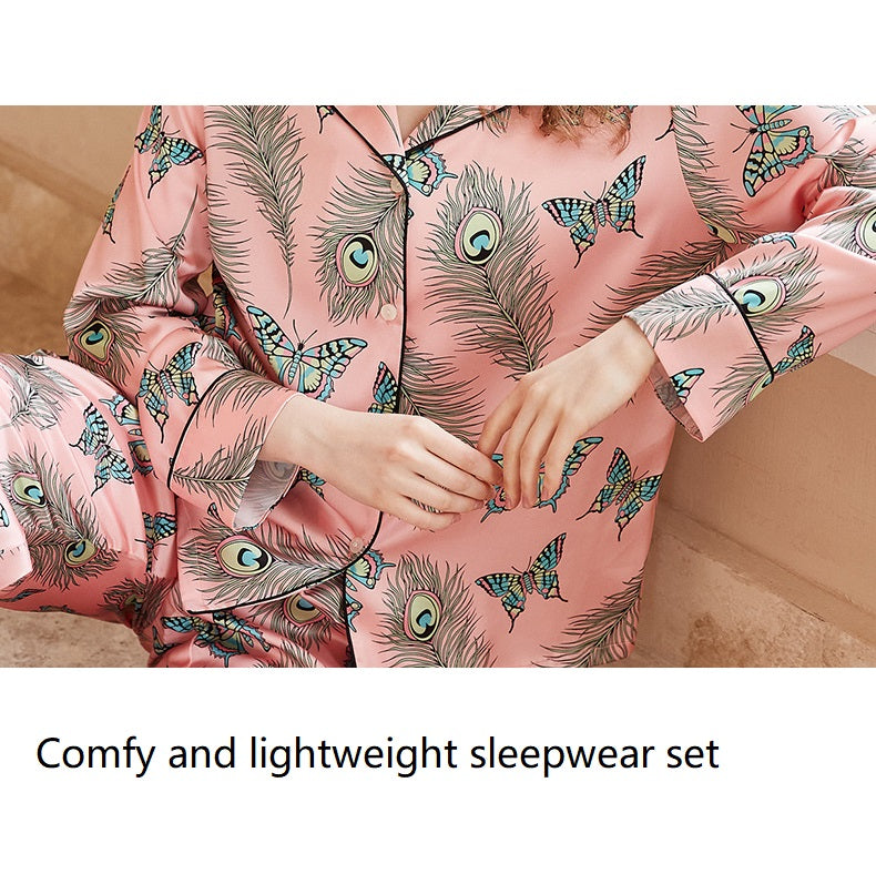 Womens Pajamas Silk Satin Pajama Sets for Women Soft Button Down Womens Loungewear Set with Pockets