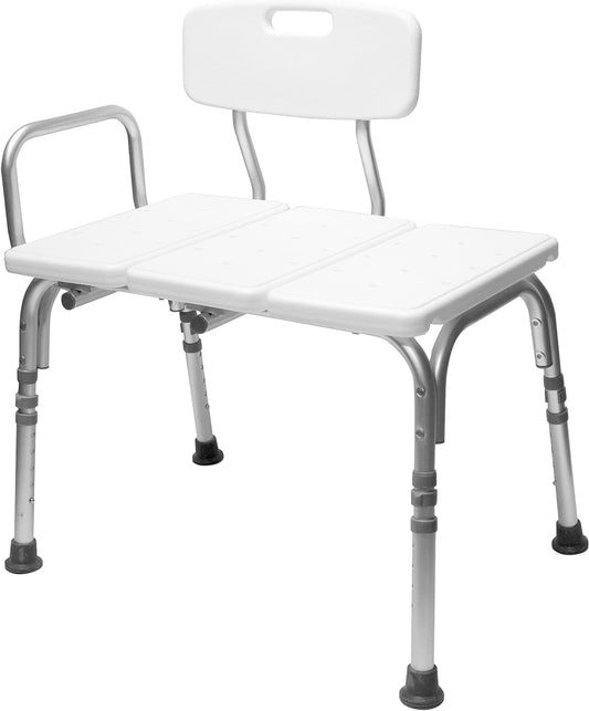 300lbs Support Transfer Bench - Shower Bench and Bath Bench with Height Adjustable Legs - Convertible to Right or Left Hand Entry, Shower Chair For Bathtub, Bathtub Chair