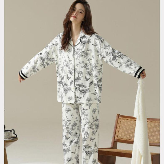 Women Pajamas Set Notch Collar Soft Sleepwear Pjs Long Sleeve Button Down Nightwear with Long Pants