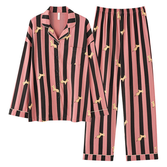 Women Pajama Sets 2 Piece Sleepwear Pjs Set Long Sleeve Button Down Top and Pants Stripe