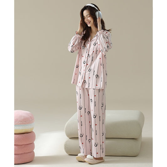 Women Pajama Sets 2 Piece Sleepwear Pjs Set Long Sleeve Button Down Top and Pants Stripe